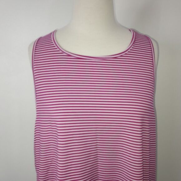 Dip Tank Top Womens Plus Size 2X Stretch Sleeveless Striped Lightweight Shirt - Picture 3 of 9